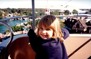 Girl in gondola ride over Fantasyland Walt Disney World