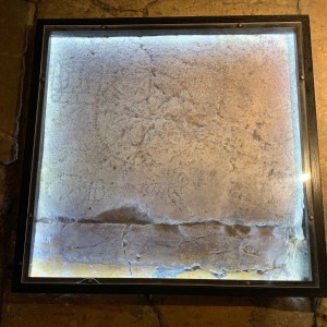 An etching of a Roman game in the rock floor of the Antonia Fortress