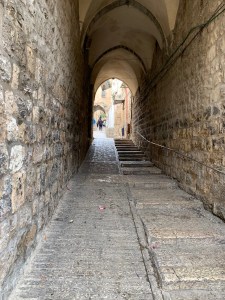 Stone walkway covered with arched ceiling