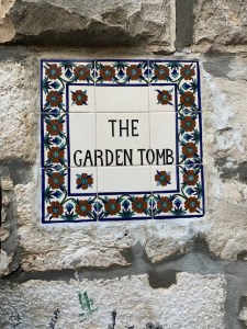 Decorative tile sign for The Garden Tomb