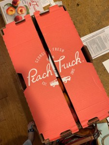 Peach colored cardboard box